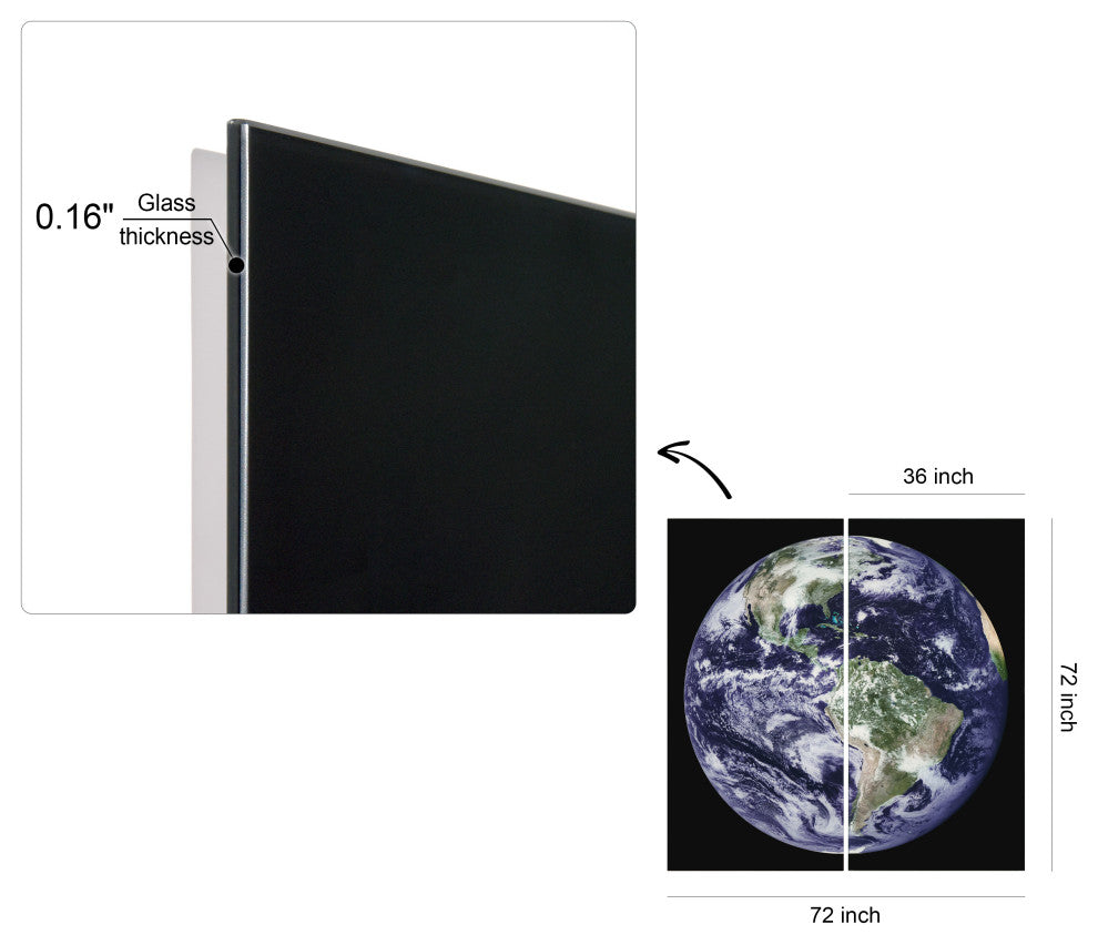 "Terra" Oversized Frameless Free-Floating Reverse Printed Tempered Art Glass Set