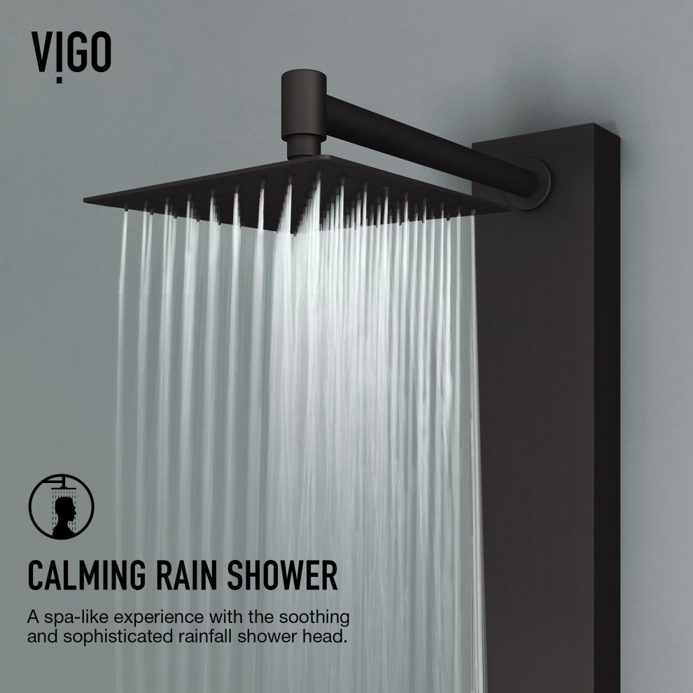 Sutton 58" H x 5" W 4-Jet Shower Panel with Square Shower Head, Matte Black