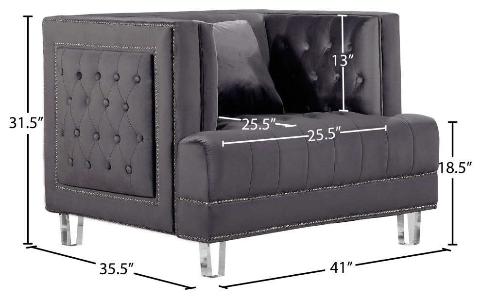 Lucas Velvet Upholstered Chair, Gray