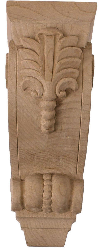 2 5/8"W x 3 3/4"D x 6 5/8"H Small Fig Leaf Corbel, Lindenwood
