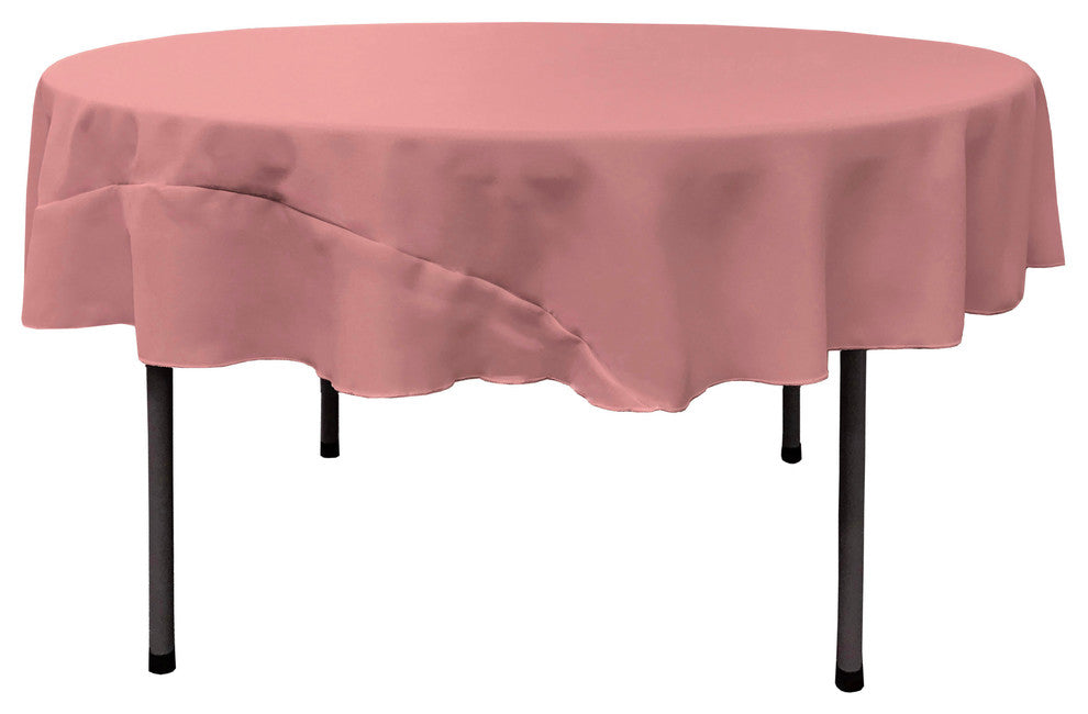 LA Linen Round Polyester Poplin, Dusty Rose, 72" Round