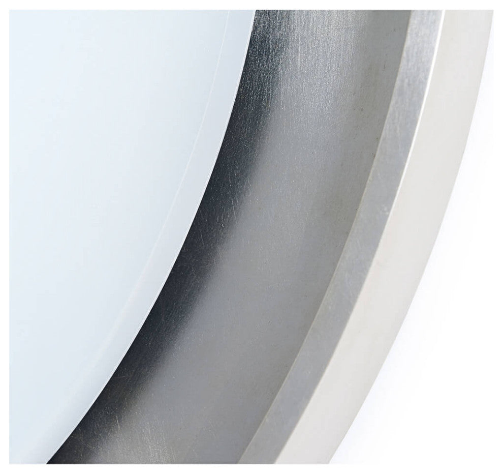 Modern Round Silver Leaf Mirror