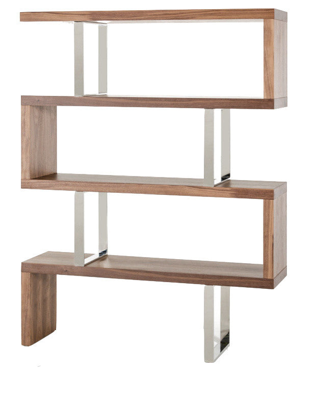Modrest Maze Modern Geometric Bookcase, Walnut