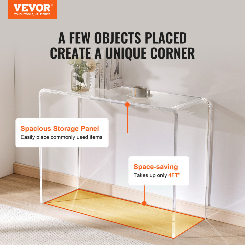VEVOR Acrylic Console Table Clear Acrylic End Table 38x15x29" for Foyer