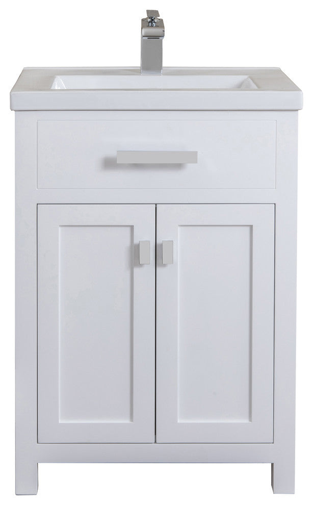 Water Creation Myra 24" Single Vanity, Double Door, Without Faucet, Pure White