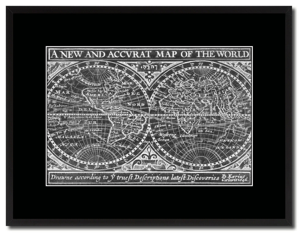 The World Vintage Monochrome Map Canvas, 16"x21"
