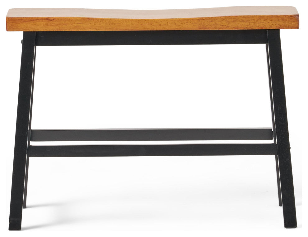 GDF Studio Toluca Saddle Wood Counter Dining Benches, Set of 2