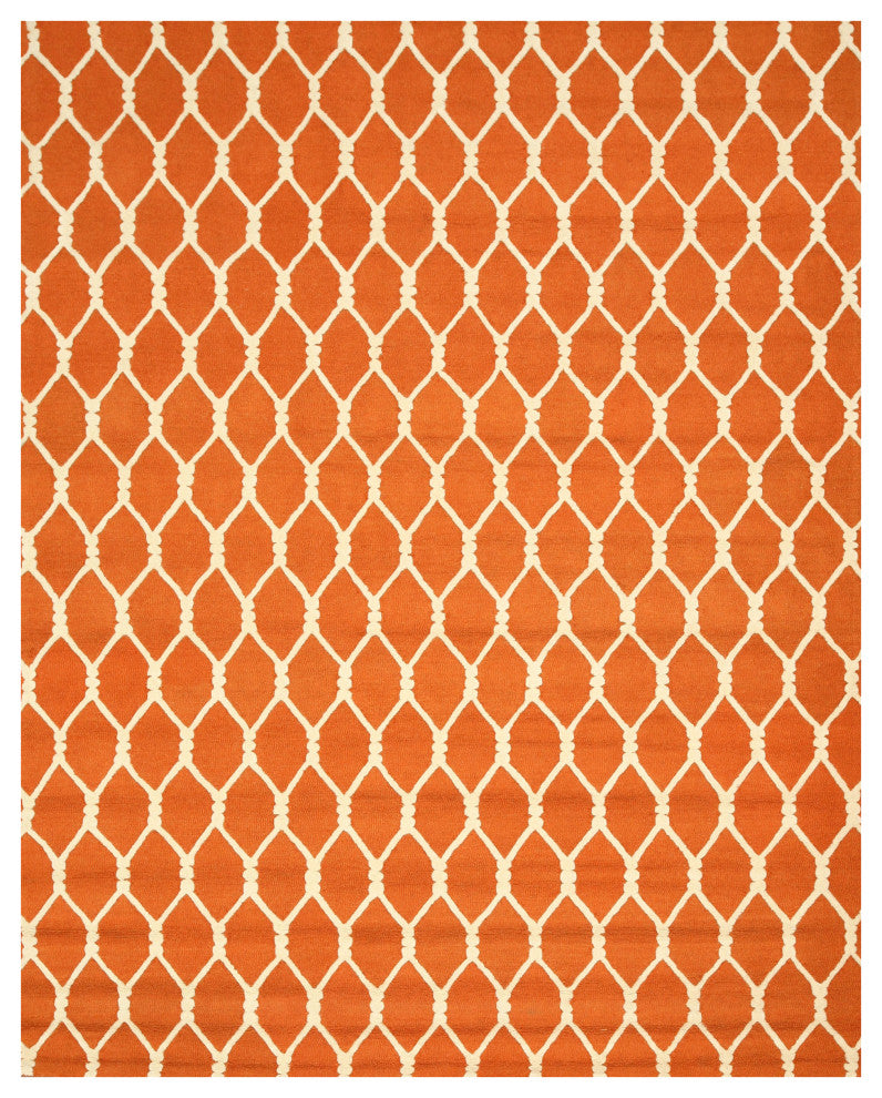 Orange Transitional Geometric Chain-Link Area Rug