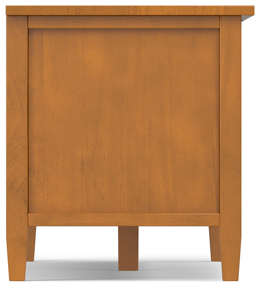 Warm Shaker SOLID WOOD 72" Low TV Media Stand For TVs up to 80", Light Golden Brown