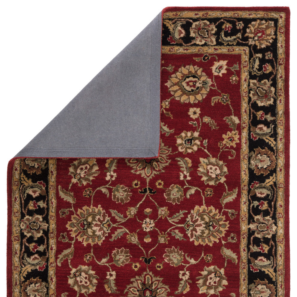 Jaipur Living Anthea Handmade Floral Red/Black Area Rug, 10' Round