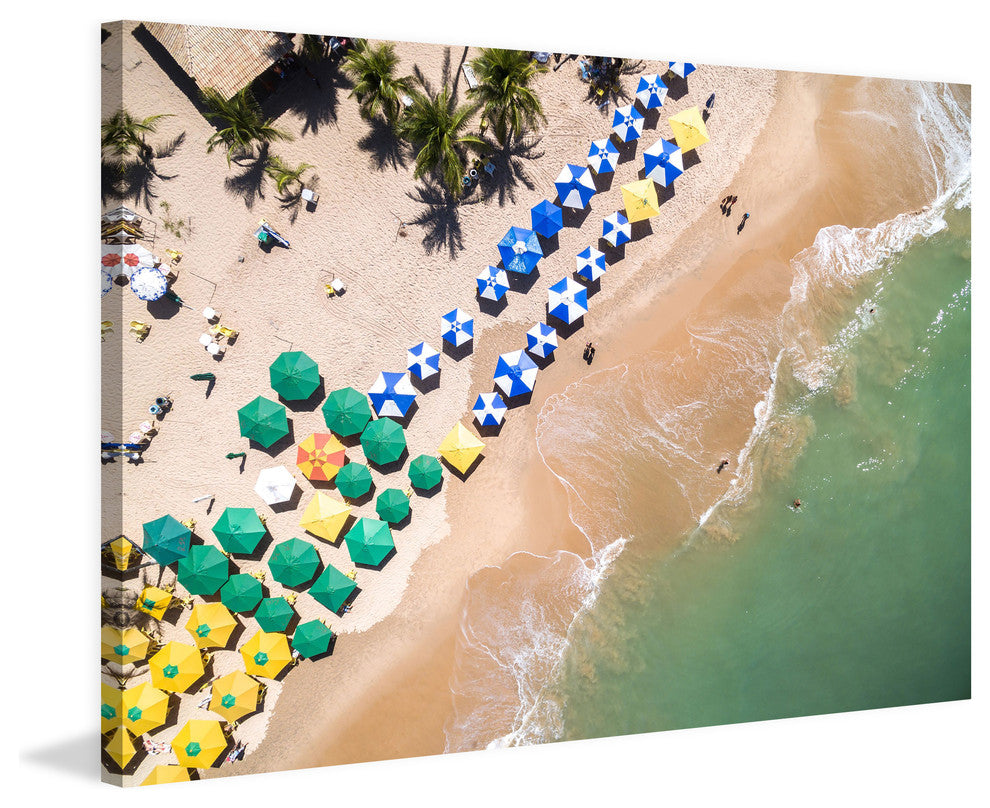 "Beach Umbrellas" Painting Print on Wrapped Canvas