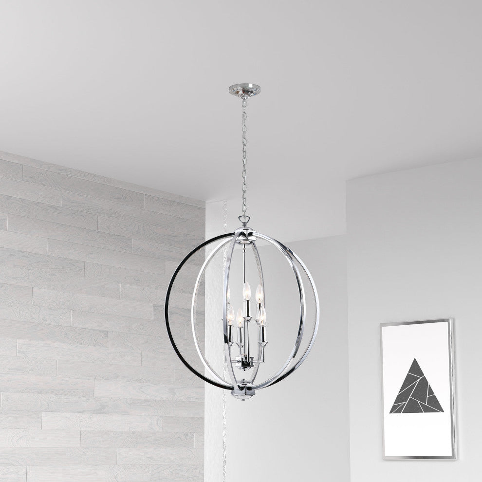 Kara 6-Light Chandelier, Polished Chrome With Jewelled Accents