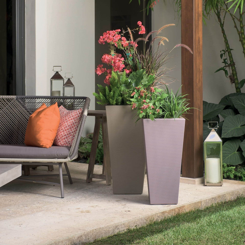 Bowery Indoor/Outdoor Tall Square Pot with Sand Cavity, Bronze, 15"