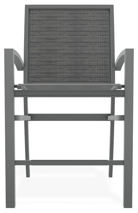 Kendall Sling Balcony Height Stackable Outdoor Stool, Destiny Steel/Graphite