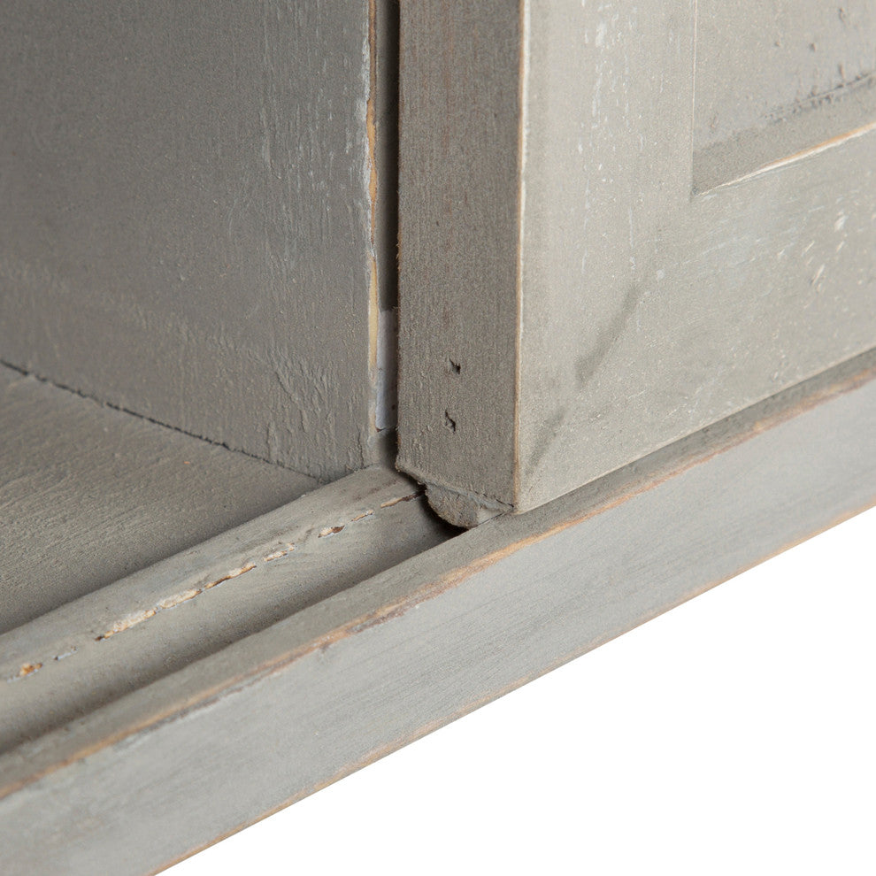 Cates Decorative Wood Wall Storage Cabinet with Sliding Barn Doors, Gray 2 Doors