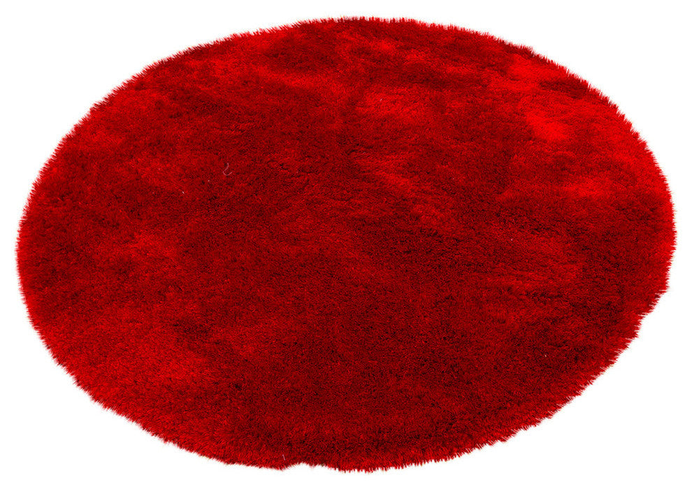 Naya Contemporary Area Rug, Red, 7'9" Round