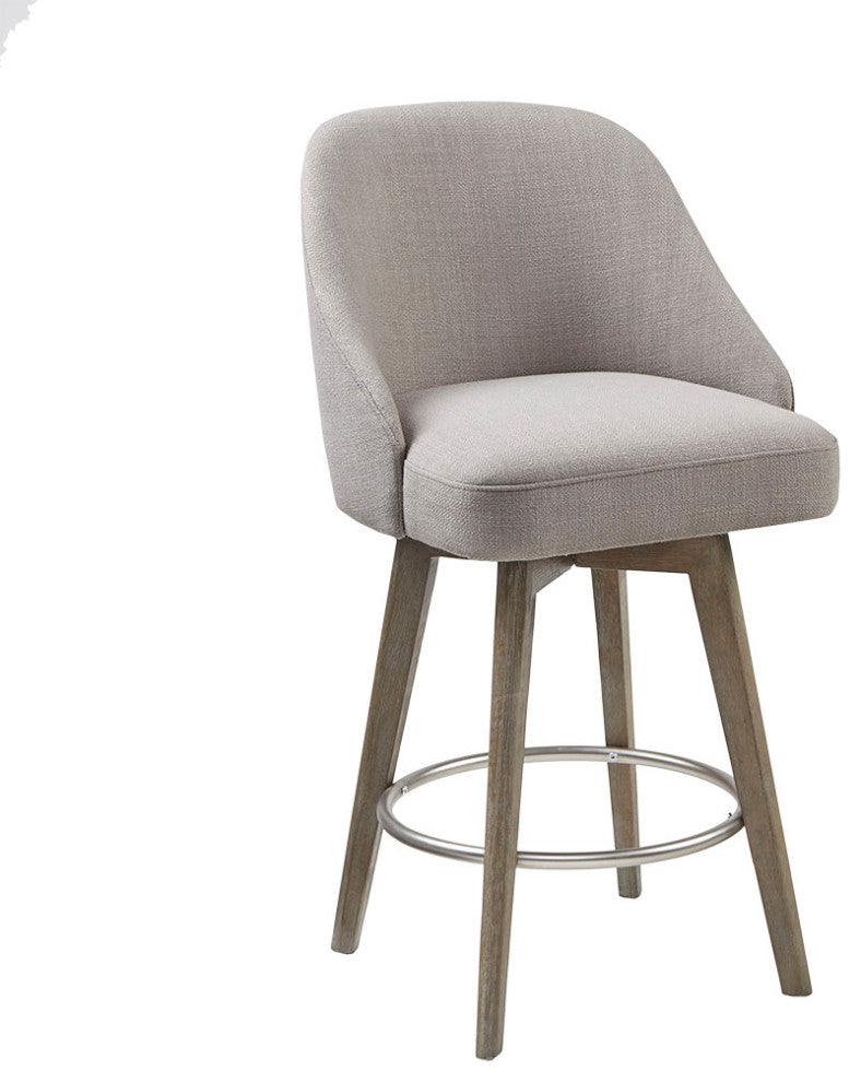 Madison Park Pearce Swivel Stool Barrel Style, Grey, 25.75" Counter Stool