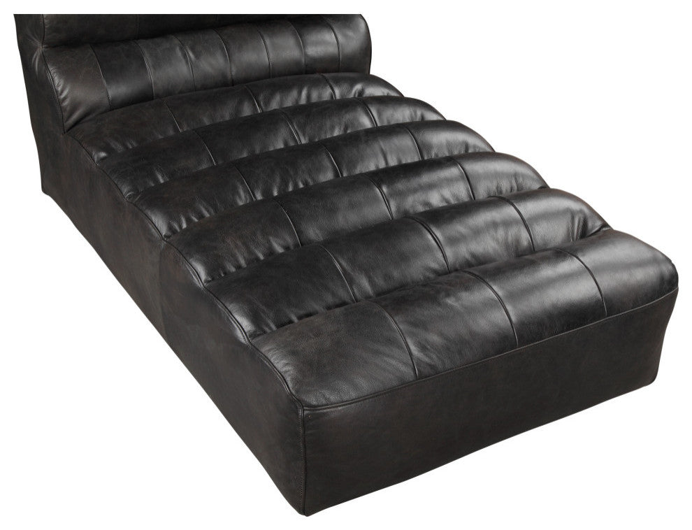 Ramsay Leather Chaise Antique Black