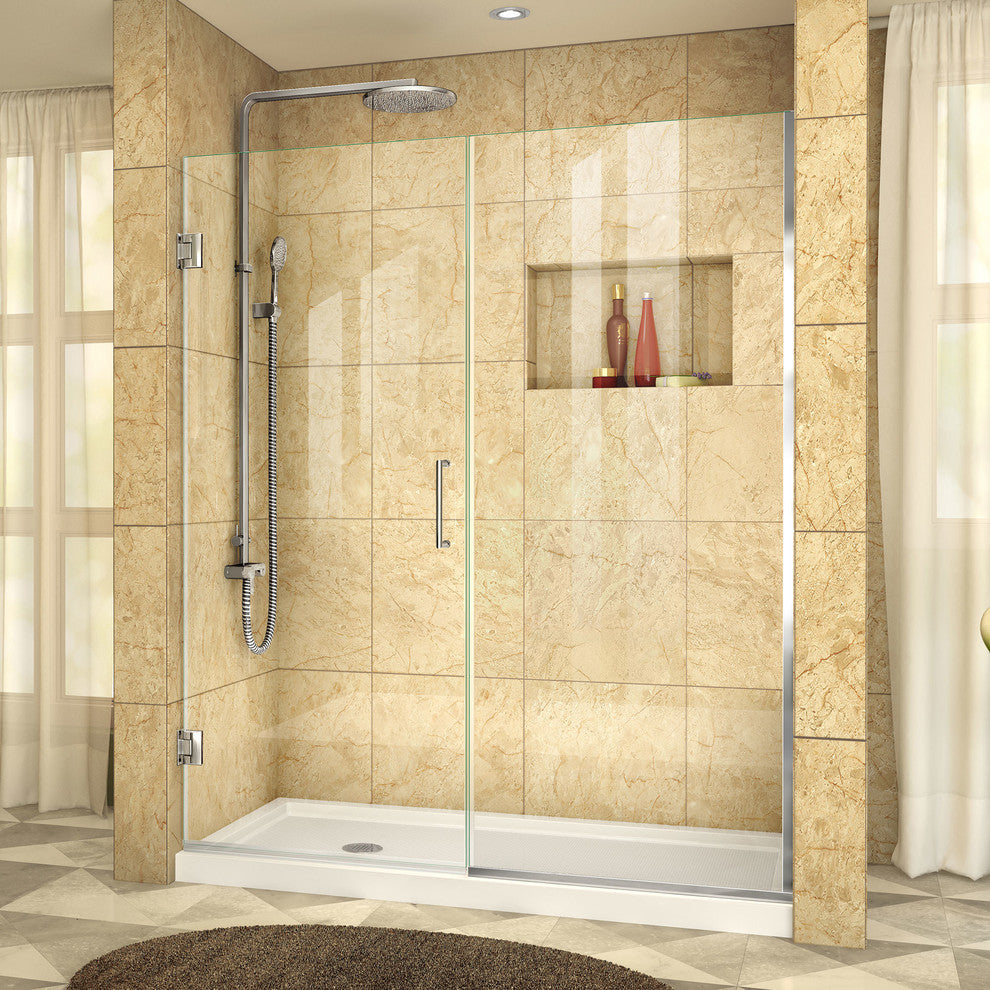 DreamLine Unidoor Plus 55" to 55.5"x72" Hinged Shower Door, Chrome