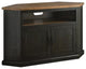 Rustic Corner TV Stand, Fits 55" TVs with Open Shelf, and Storage Cabinet, Antique Black/Honey