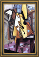 Juan Gris Guitar on a Chair - 18" x 27" Framed Premium Canvas Print