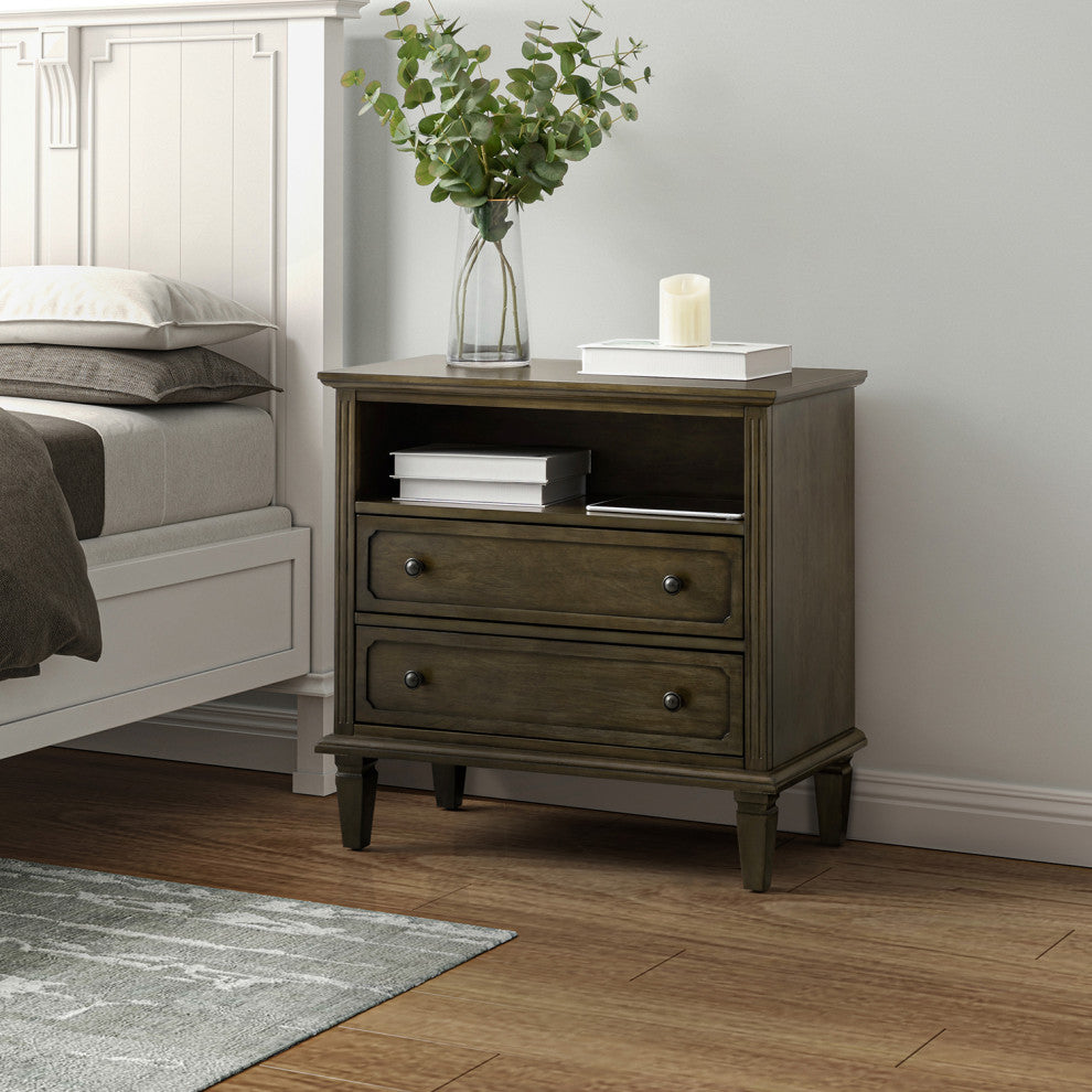Drawer Solid Wood Nightstand, Kona, Single
