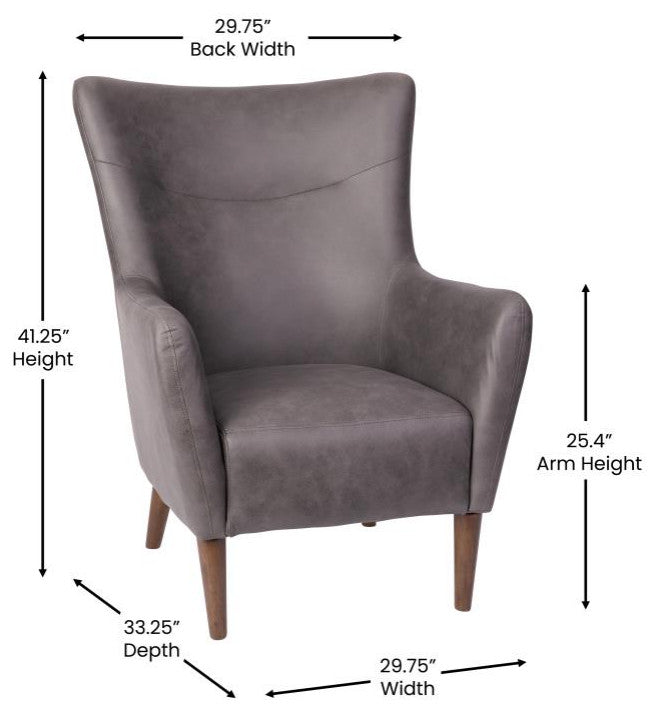 Connor Traditional Wingback Accent Chair, Dark Gray