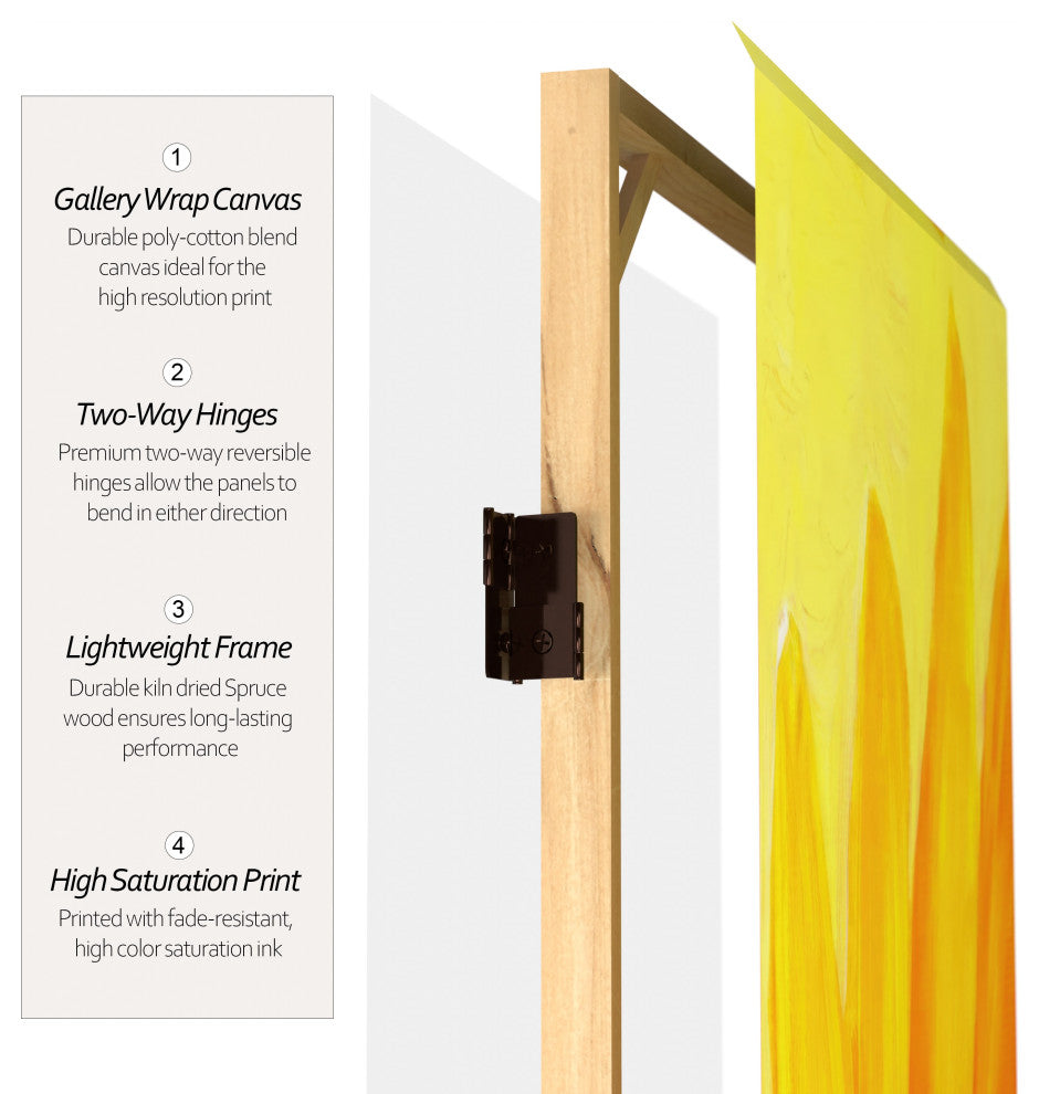 6' Tall Double Sided Poppies and Sunflowers Canvas Room Divider