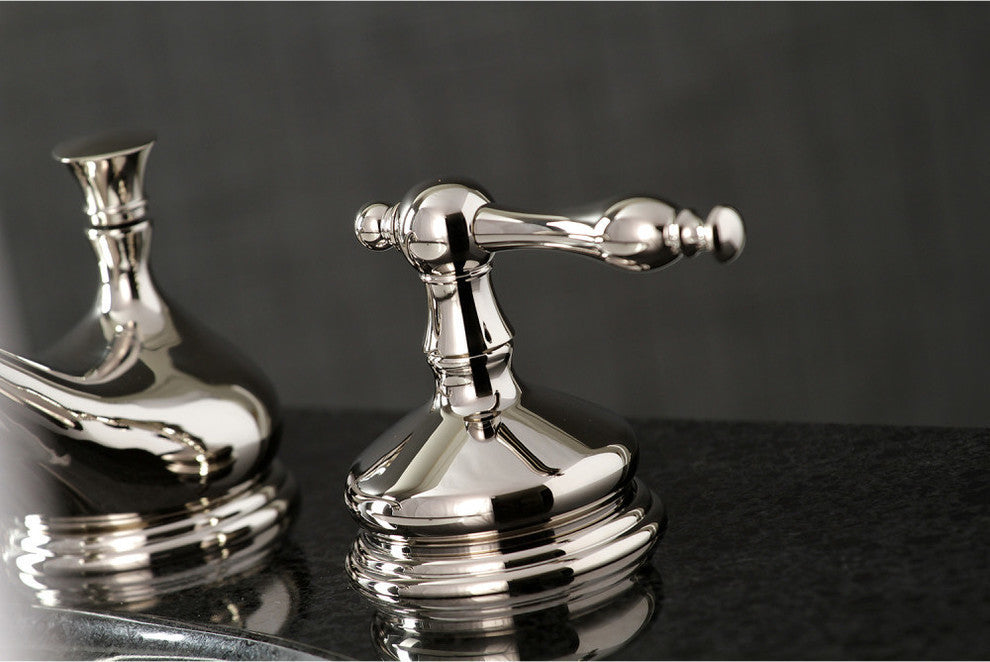 Kingston Brass Widespread Bathroom Faucet With Brass Pop-Up, Polished Nickel