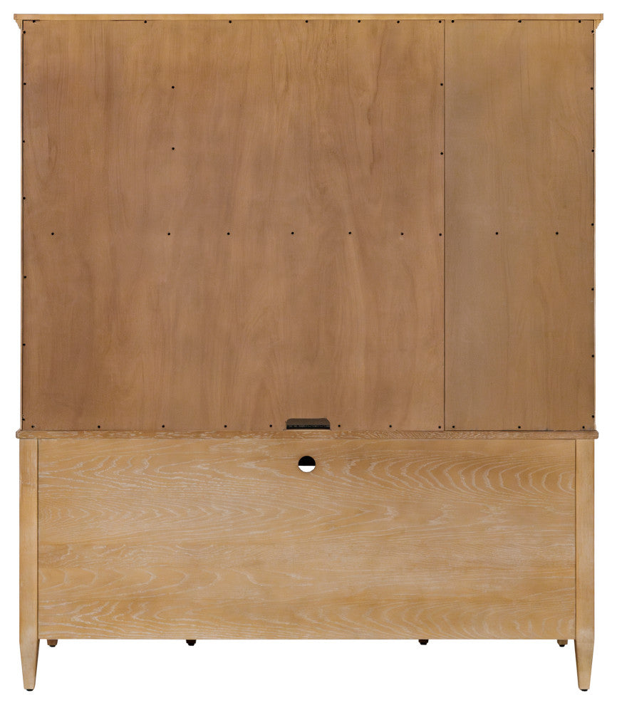 Modern Wood Credenza and Hutch, Wood Office Desk, Light Brown