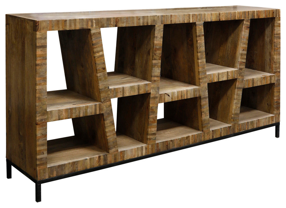 Leeds Bookcase Dark Walnut Finish Iron Base
