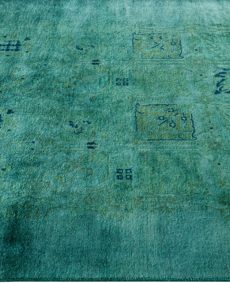 Overdyed One-of-a-Kind Hand-Knotted Area Rug Green, 3' 10" x 5' 10"