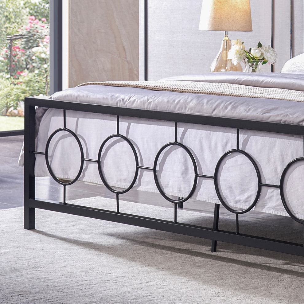 Aldrin Modern Iron Bed Frame, Flat Black