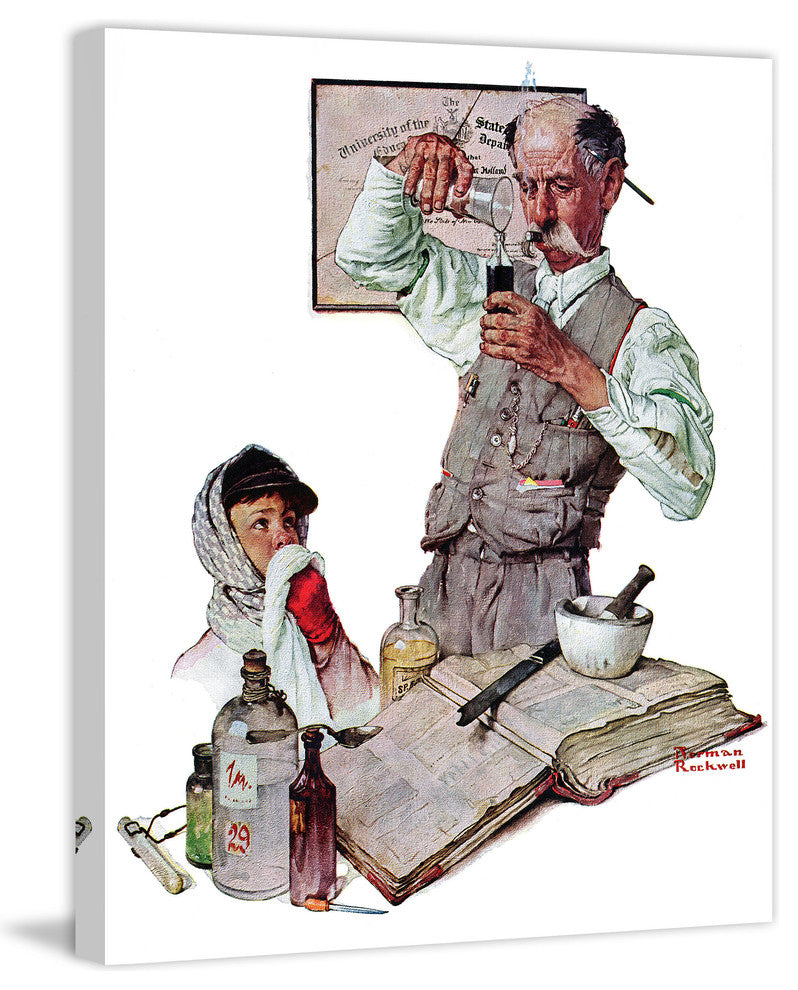 "Pharmacist" Painting Print on Canvas by Norman Rockwell