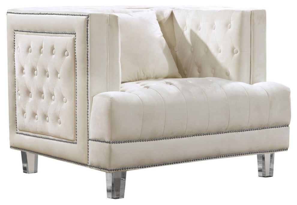 Lucas Velvet Upholstered Chair, Cream