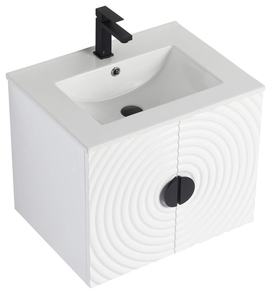 Pellabay Bath Vanity, Fluted Circular Doors Sink Included