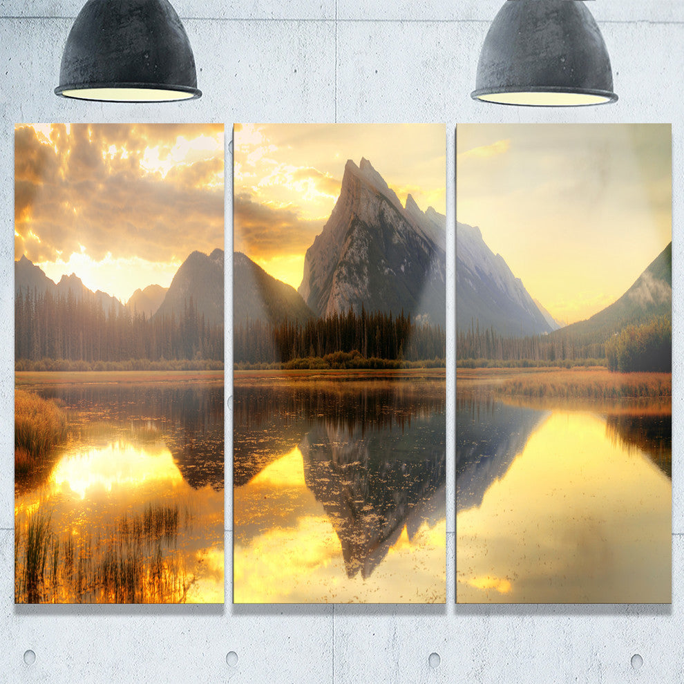 "Vermillion Lake Sunrise in Banff Park" Metal Wall Art, 3 Panels, 36"x28"