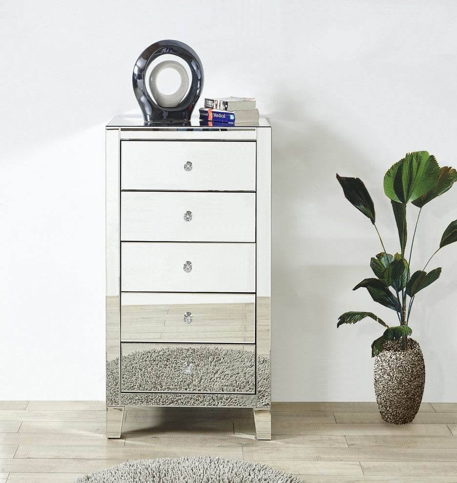 5 Drawer Chest 24"x18"x45" Clear Mirror