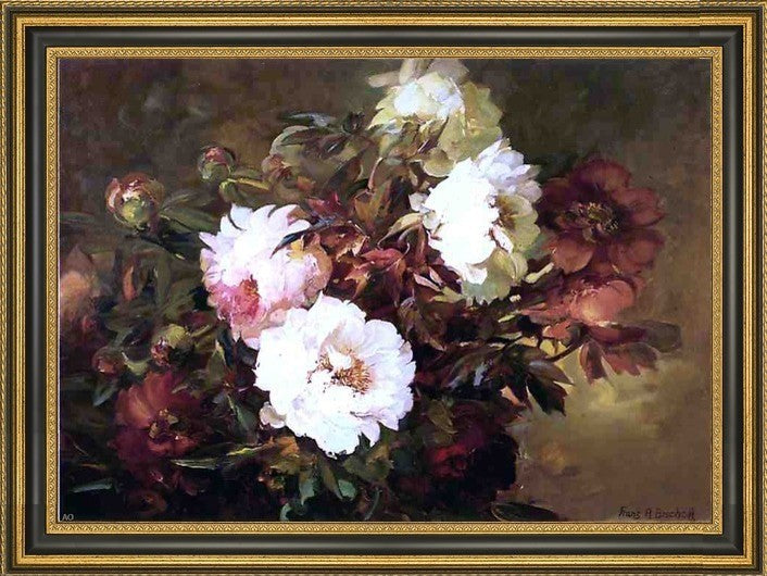 Franz Bischoff Peonies Framed Premium Canvas Print, 16"x24"