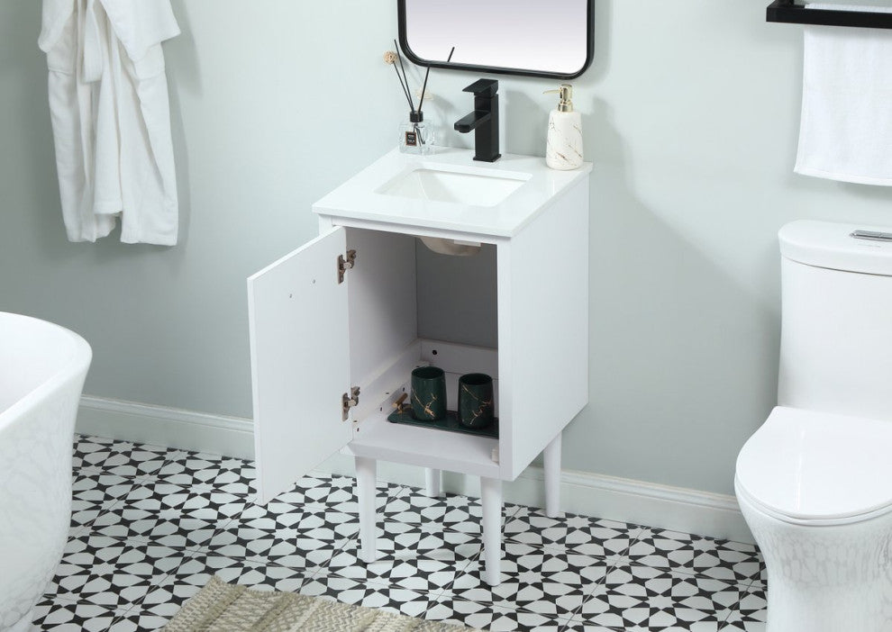 Home Living 19" Midcentury Modern White-Light Bathroom Vanity