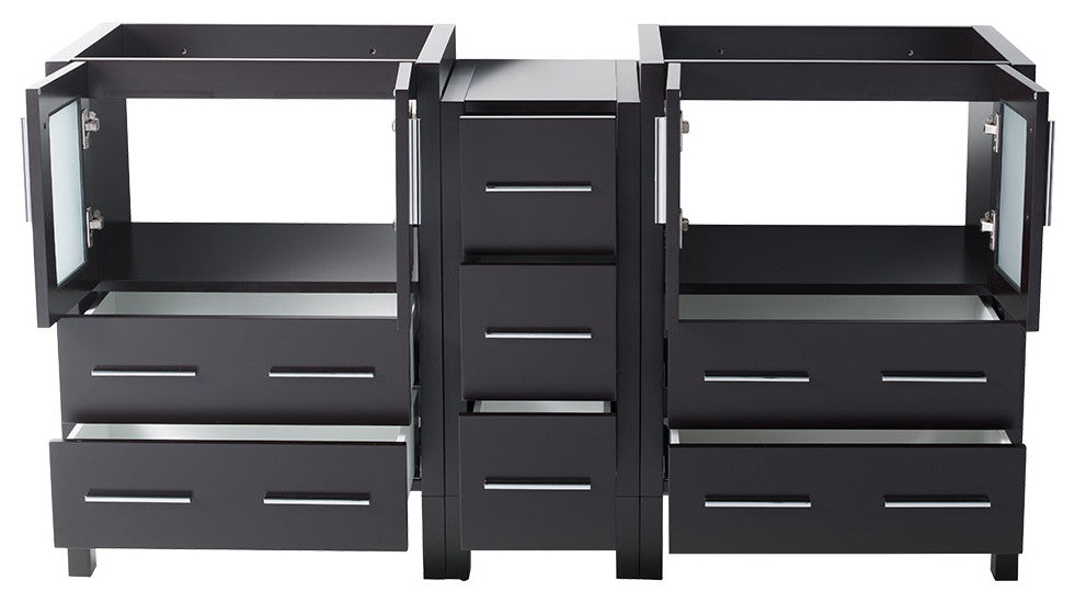 Torino 60" Double Bathroom Cabinet, Espresso, Without Top and Sinks