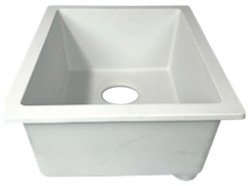 Nantucket Sinks PR1815-W Dual-mount Granite Composite Bar-Prep Sink in White