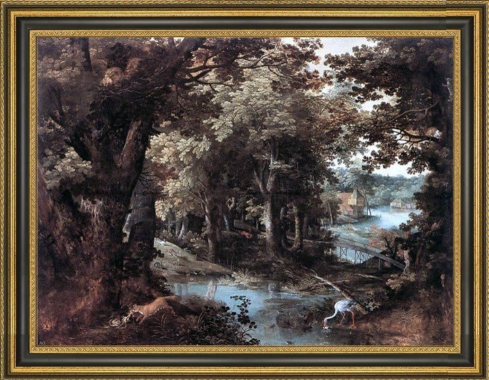 Adriaan Van Stalbemt Landscape With Fables Framed Premium Canvas Print, 21"x28"