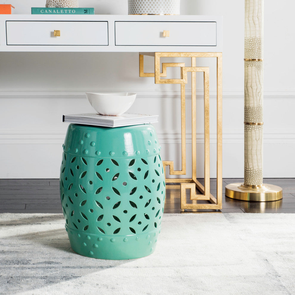 Safavieh Lattice Coin Garden Stool, Robins Egg Blue
