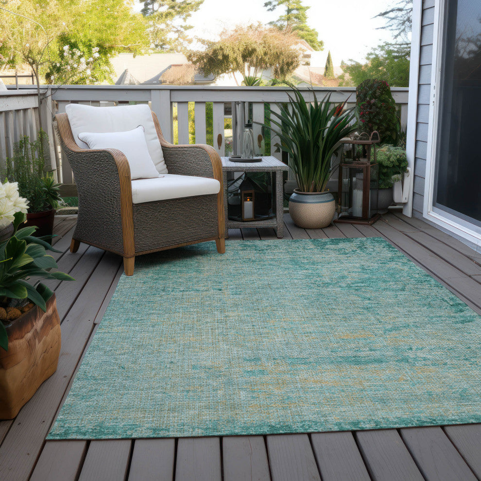 Machine Washable Indoor/Outdoor Chantille ACN1901 Teal 3' x 5' Rug