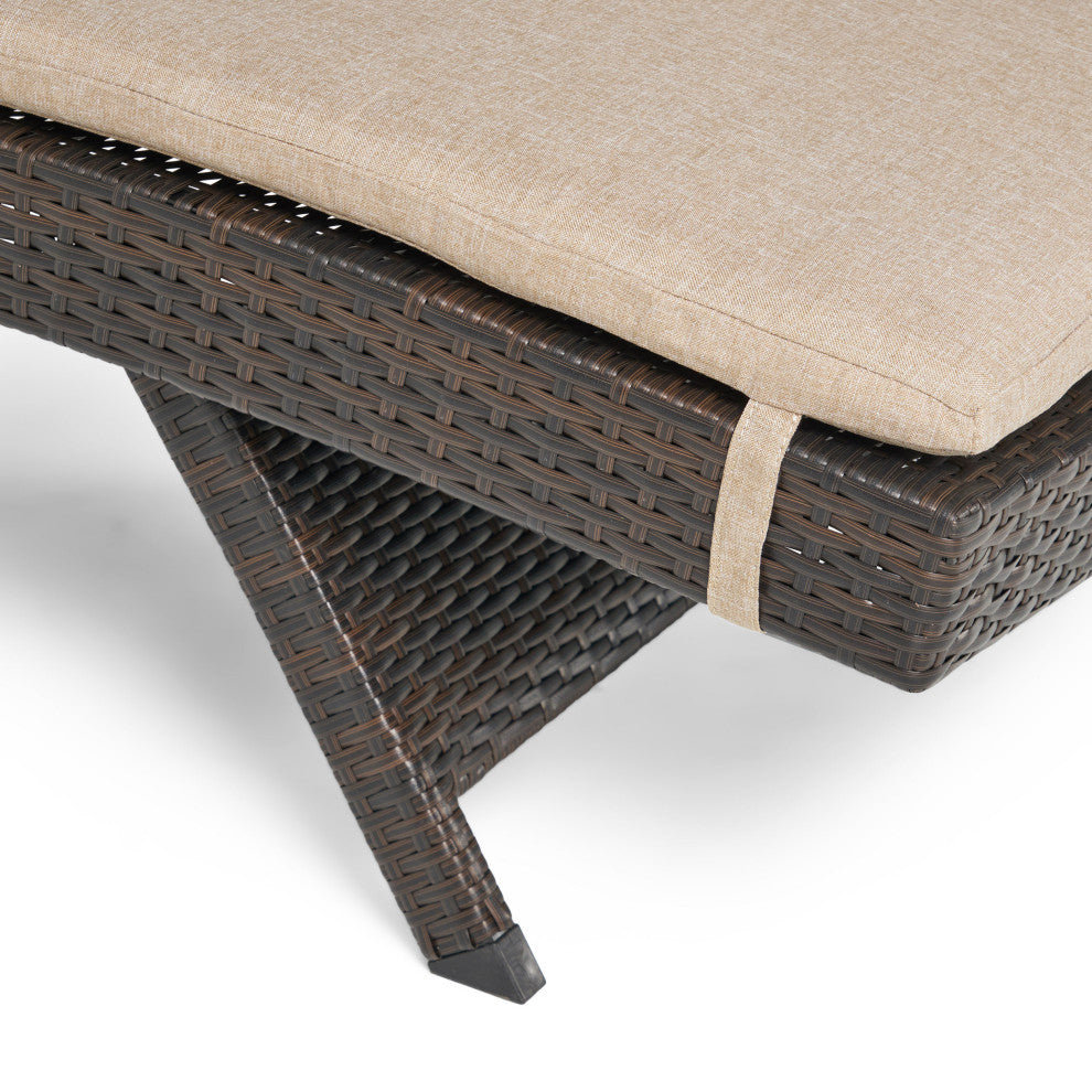 GDF Studio Olivia Outdoor Chaise Lounge Chair  With Off-White Cushion, Set of 2,