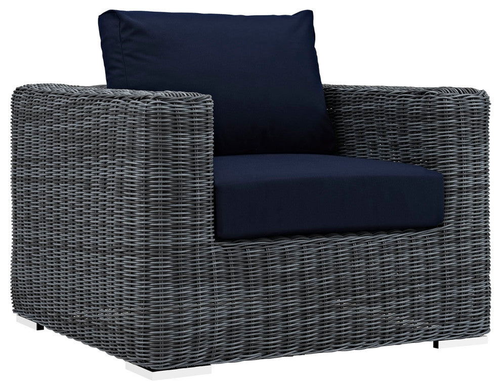 Canvas Navy Summon 3 Piece Outdoor Patio Sunbrella Sectional Set