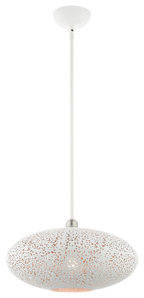 Livex Lighting Charlton 1 Light White With Brushed Nickel Accents Medium Pendant