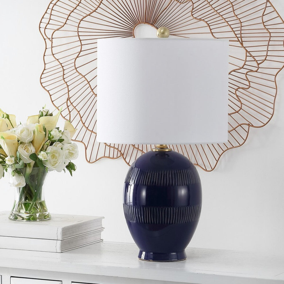 Safavieh Liney Table Lamp Blue Crackle