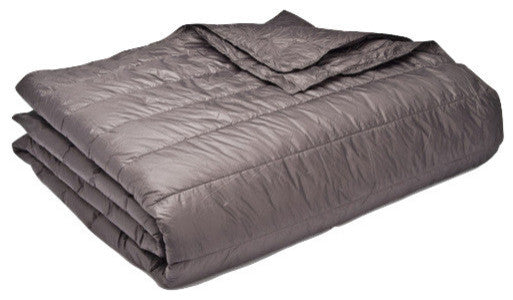 PUFF Packable Down Alternative Indoor/Outdoor Water Resistant Blanket , Pewter